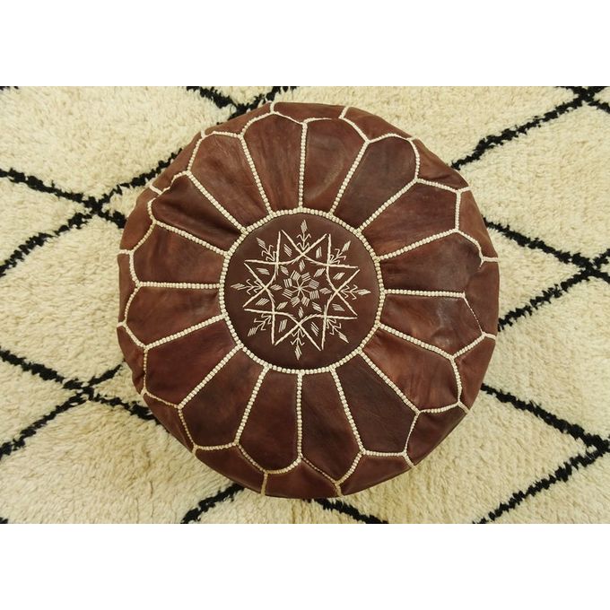 Moroccan Poufs Leather Luxury Ottomans Footstools Tan Unstuffed