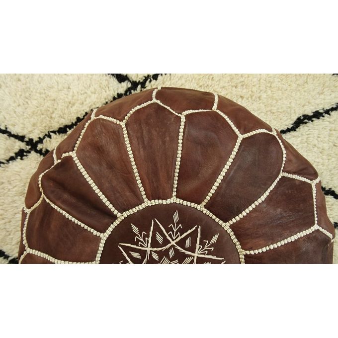 Moroccan Poufs Leather Luxury Ottomans Footstools Tan